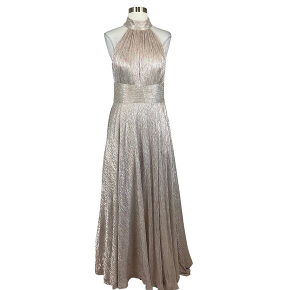 AQUA Women's Formal Dress Size 4 Pink Metallic Backless Long Evening Gown - Picture 1 of 13